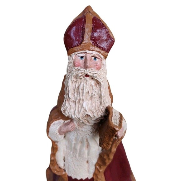Vintage Saint Nicholas 1986 Doris C Williams Folk Art Santa Claus 80s Figurine - Picture 7 of 8